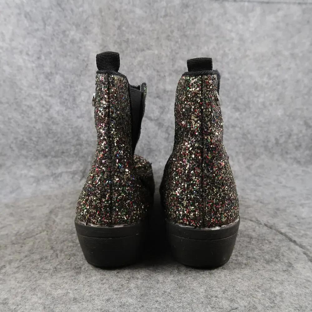 Bebe Girl Shoes Kids 3 Boots Pull On Chelsea Glitter Bootie Block Heel Youth